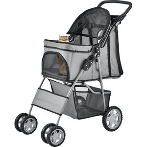 pro.tec Tiertransporttasche bis 15 kg, Hundewagen »Niceville« Pet Stroller Regenschutz Roadster Grau