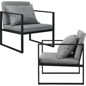 Design fauteuil met kussens 70x60x60 cm set van 2 donkergrijs