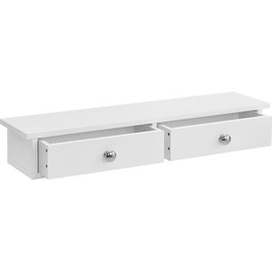 ML-Design nachtkastje hangend met 2 laden, wit hoogglans, 46x30x15 cm, hout, greeploos