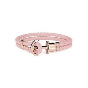 Paul Hewitt armband met roze leer en een rosékleurig anker als detail.