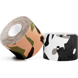 #DoYourFitness - 1x Camouflage Kinesiologie Tape - Sporttape - 100% geweven katoen / waterbestendig - rollengte 5m, breedte 7,5cm - Arctic
