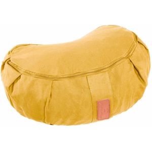 #DoYourYoga Zafu Halfmaankussen »Ganesh« met biologische boekweitschalen (KBA) wasbare overtrek | 45 x 30 x 14 cm | meditatie-, zit-, rondokussen voor yin yoga | Indiaas geel