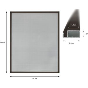 5 x insectengaas aluminium frame bruin 130 x 150 cm