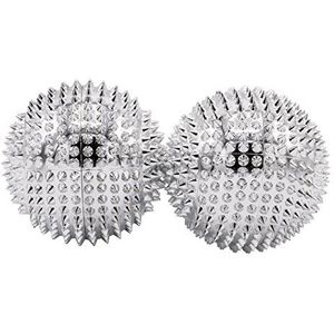 CHI-ENTERPRISE - Twee magnetische massageballen - medium | fasciaballen voor zelftherapeutische acupressuurbehandeling | Inhoud: 2 egelballen in zilver, elk 47 mm diameter & 228 acupressuurnaalden