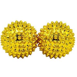 CHI-ENTERPRISE - Twee magnetische massageballen - klein | fasciaballen voor zelftherapeutische acupressuur behandeling | Inhoud: 2 egelballen in goud, elk 32 mm diameter & 228 acupressuurnaalden