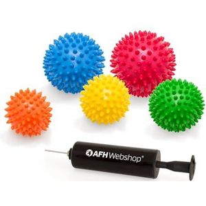 Set van 5 massageballen met noppen | noppenballen | egelballen | Arthro sensorische bal | niet opgepompt! | hardheid kan zelf worden gevarieerd