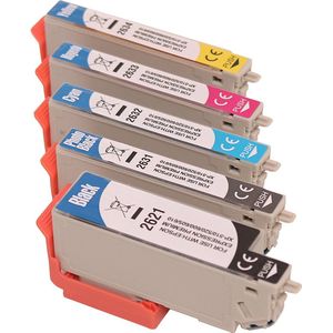 Colori huismerk Set 5x inkt cartridge geschikt voor Epson 26XL XP510 XP520 XP600 XP605 XP610 XP615 XP620 XP625 XP700 XP710 XP720 XP800 XP810 XP820