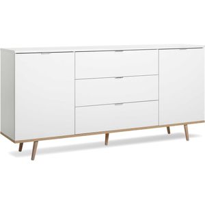 CaliCosy - Dressoir - Wit/Eiken Sonoma - Spaanplaat - 2 Deuren 3 Laden