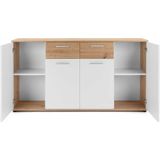 Kommode Artisan Eiche - weiß 160 cm 4 Türen - JACKY