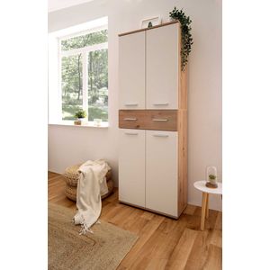 Schoenenkast Jakob 70cm 4 deuren & 1 lade - wit/artisan eik