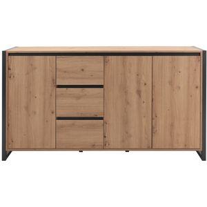 Sideboard 160 x 40 cm, handgefertigt aus Eiche und Anthrazitgrau - Lentini