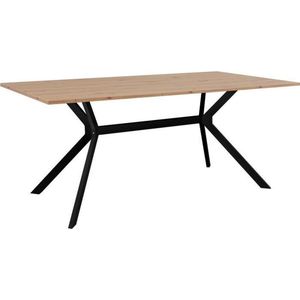 ONEX uitschuifbare eettafel - Artisanaal eiken en zwart decor - Maximaal 10 personen - L 180 x D 90 x H 75 cm