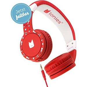 tonies - Wisser – verstelbare en opvouwbare kinderhoofdtelefoon met volumebegrenzing, over-ear hoofdtelefoon met kabel en gevoerde hoofdbeugels, rood