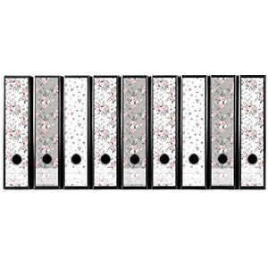 codiarts. 9 stuks brede ordneretiketten - delicate bloemen - roze - zelfklevend (ordnerback stickers)