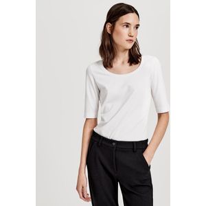 Opus T-shirt Off-White met Verlengde Mouwen