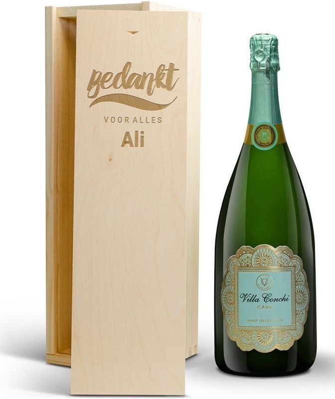 Cava in gegraveerde kist - Villa Conchi (Magnum) 1.5L