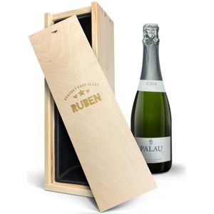 Cava in gegraveerde kist - Palau Gazo Brut