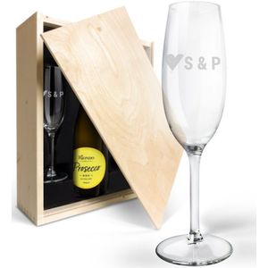 Champagnepakket met gegraveerde glazen - Riondo Prosecco Spumante