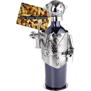 BRUBAKER Wijnfleshouder flessenstandaard wijnkelder decoratief object metaal met wenskaart voor wijngeschenk - Wijnrek