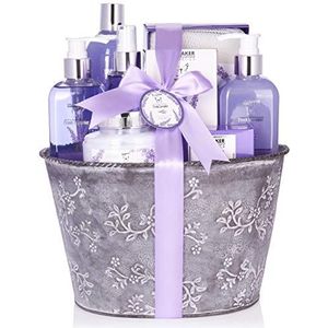 BRUBAKER Cosmetics Bad en Body Set - Lavendel Geur - 9-delige Cadeauset in een Vintage Planter