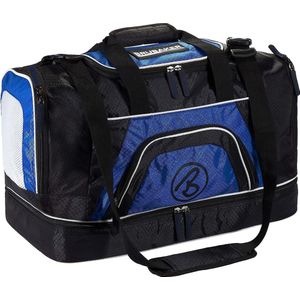 Brubaker 'Medium Base' sporttas 52 L met groot vak voor natte spullen als bodemvak + schoenenvak - zwart/blauw