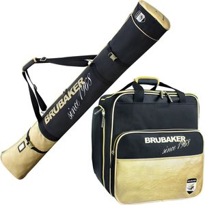 BRUBAKER Combi Set St. Moritz - Skitas en skischoenentas - Zwart Goud - 170 cm