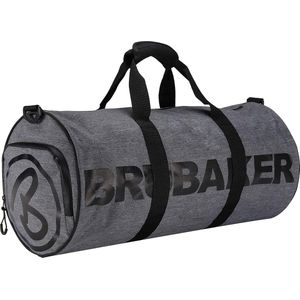 BRUBAKER Unisex Duffel Bag sporttas 27 L - waterafstotend - schoenenvak + nat vak + afneembare schouderriem - 54 cm x 25 cm Ø - antraciet grijs melange/zwart