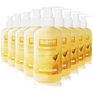 BRUBAKER Cosmetica 50 Pack Handzeep Vloeibare Zeep Melk Honing - 50 X 240 ML in een Praktische Dispenser - Reinigt Zacht en Hygiënisch