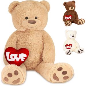 Teddybeer Snoezel (Wit) met Hart I Love You 22 cm {Cadeau - Ik hou