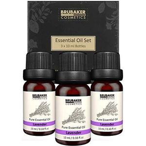 BRUBAKER Set van 3 Lavendelolie - Stress Relief, Ontspanning & Slaap - Etherische Oliën Aromatherapie Giftset 3 X 10 ML Lavendelolie Natuur & Veganistisch