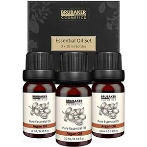 BRUBAKER Cosmetics Set van 3 Arganolie - Gezond Haar, Lange Wimpers & Geweldige Huid - Etherische Oliën Giftset 3 X 10 ML Arganolie Natuur & Veganist.