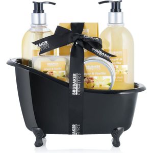 BRUBAKER - Bad- en Doucheset - Ginger Vanilla - 9 delig - Cadeau Geschenkset Zwart