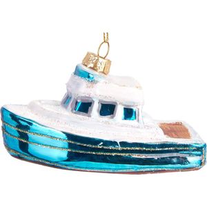 BRUBAKER Boot - Handbeschilderde Kerstbal van Glas - Handgeblazen Kerstboomversieringen Figuren Grappige Decoratieve Hangers Boombal - ca. 10,5 cm