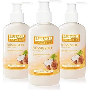 BRUBAKER Cosmetics 3-Pack Handzeep Vloeibare Zeep Coconut - 3 X 240 ML in een Praktische Dispenser - Reinigt Zacht en Hydrateert
