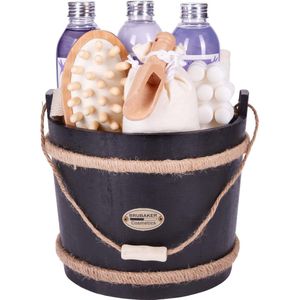 BRUBAKER Cosmetics Wellness-badset - Lavendel - 9-delige Cadeauset met Verzorgings- en Massagebenodigdheden in Decoratieve Badkuipen