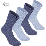 BRUBAKER - Alpaca Sokken - Blauw - 4 Paar - Wintersokken Set voor Dames en Heren