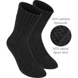 BRUBAKER - Alpacawol Sokken - Zwart - 4 Paar - Warme Huissokken - Thermosokken