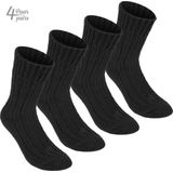 BRUBAKER - Alpacawol Sokken - Zwart - 4 Paar - Warme Huissokken - Thermosokken