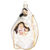 BRUBAKER Maria en Jezus Onder de Beschermende Mantel van God - Handbeschilderde Kerstbal van Glas - Handgeblazen Kerstboomversieringen Figuren Grappige Decoratieve Hangers Boombal - 13,9 cm