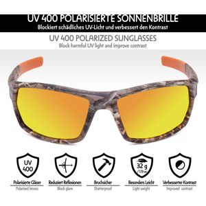 BRUBAKER Polariserende Camouflage Zonnebril voor Sportvissers - Outdoor - UV-bescherming - Jacht - Sport Zonnebril - Fietsbril - Wintersport - Stijlvol Design