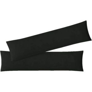 jersey kussensloop, set van 2, voordeelpak met ritssluiting, hoogwaardige kwaliteit, zwart, 40 x 145 cm