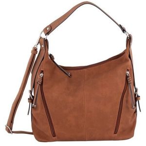 TOM TAILOR Caia Schoudertas voor dames, crossbody bag, middelgroot, blauw, cognac, 33x15,5x28,5