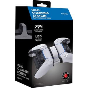 Raptor Gaming - Dubbele Oplader Wit - Geschikt voor PS5 DualSense Controllers
