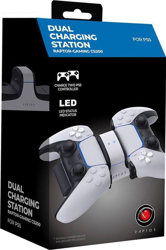Raptor Gaming - Dubbele Oplader Wit - Geschikt voor PS5 DualSense Controllers