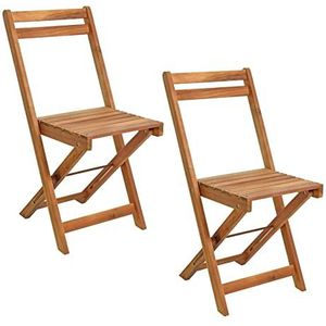 ESTEXO Tuinstoelen, houten stoelen, klapstoelen, set van 2 acaciahout, zonder armleuning, balkonstoelen, terras, acacia hout