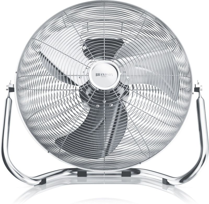 Brandson Bodenventilator Retro Stil, Windmaschine 50 cm, Ventilator, Standventilator, hoher Luftdurchsatz, Bodenventilator, stufenlos neigbar, Silber