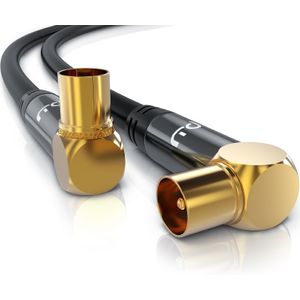 Primewire Antennenkabel 90° gewinkelt, Koax, TV-Kabel, RF, IEC, HDTV, 4-fach Schirmung, 75 Ohm, 120dB - 15m