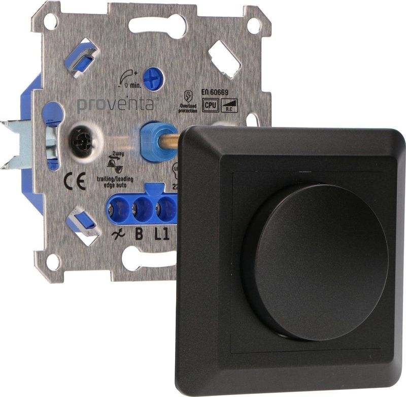 Dimmer - Zwart - 2-draads - Geschikt voor Dimbare Lampen