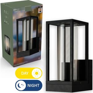Senso LED Wandlamp buiten glas met nachtsensor - Automatische lichtschakeling - Zwart