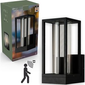 Senso LED Wandlamp buiten glas met bewegingssensor - Automatische lichtschakeling - Zwart